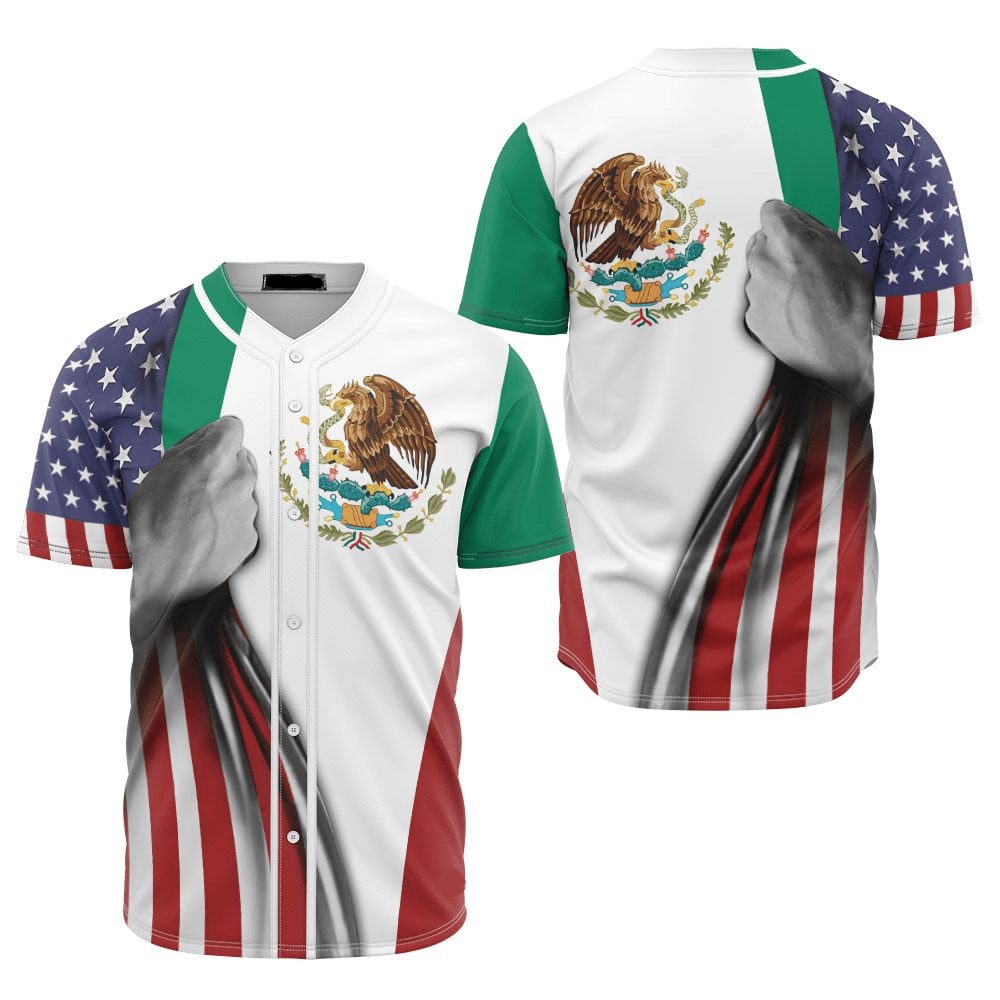 Patriotic Baseball Jersey - Usa &amp; Mexico Flag Design, Unisex, Soft Fabric - Celebrate Unity!