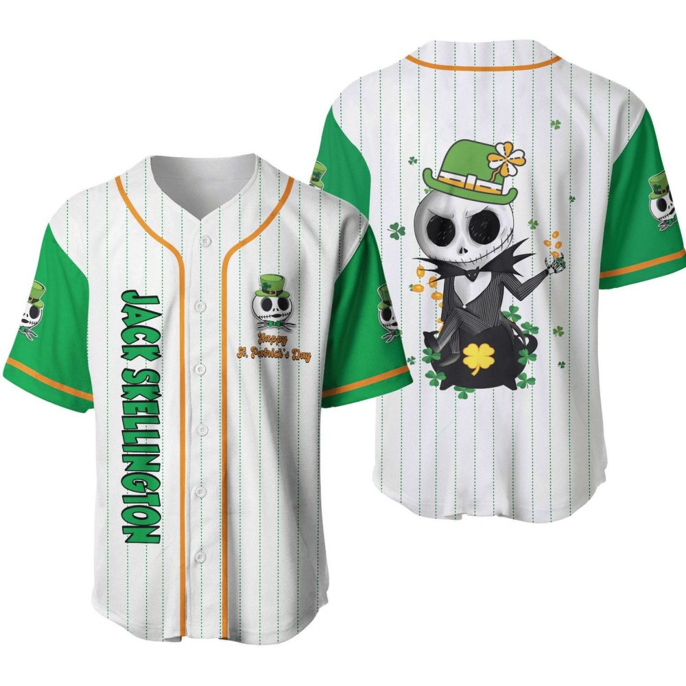 Jack Skellington St. Patrick'S Day Baseball Jersey – Fun Holiday Apparel
