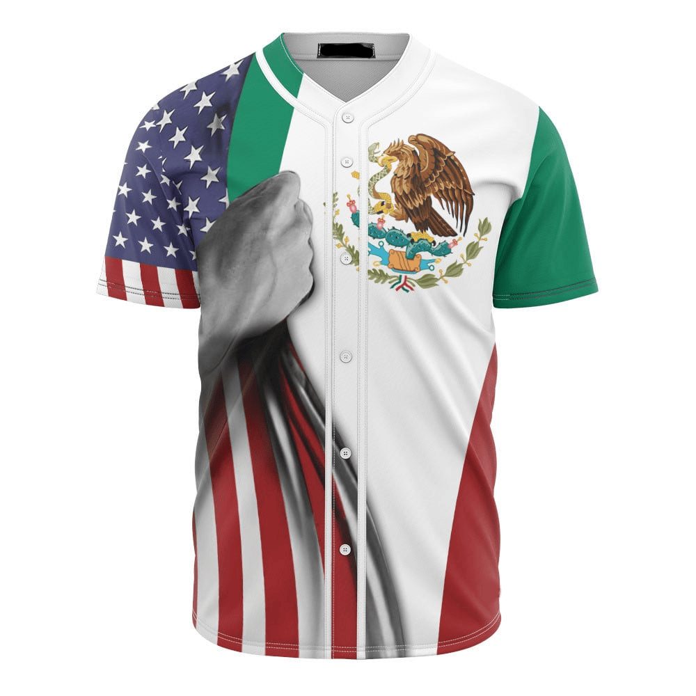 Patriotic Baseball Jersey - Usa &amp; Mexico Flag Design, Unisex, Soft Fabric - Celebrate Unity!