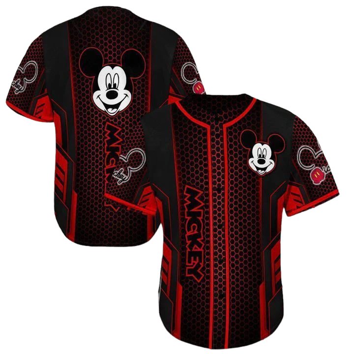 Stylish Mickey Mouse Red &amp; Black Graphic T-Shirt - Unisex Casual Wear