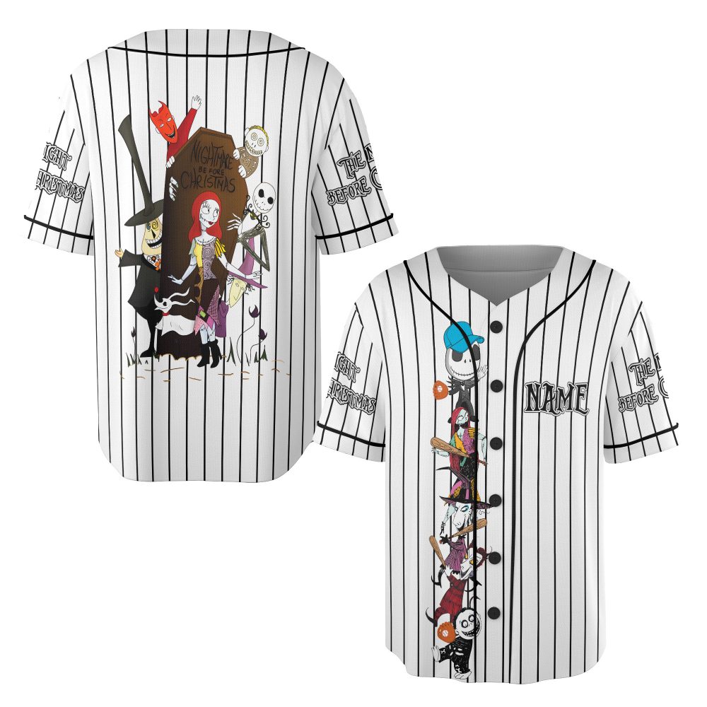 Nightmare Before Christmas Striped Baseball Jersey – Unique Fan Apparel