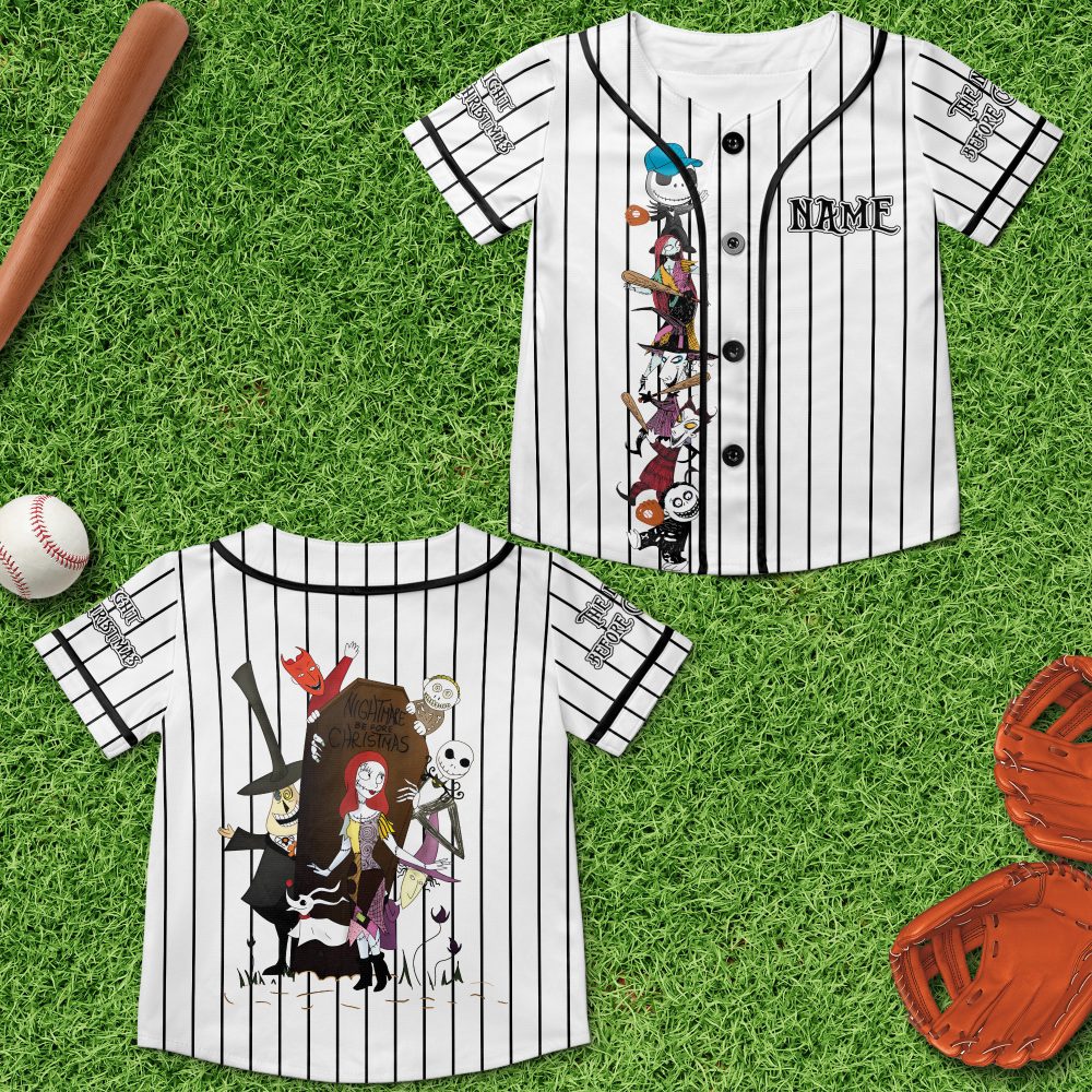 Nightmare Before Christmas Striped Baseball Jersey – Unique Fan Apparel
