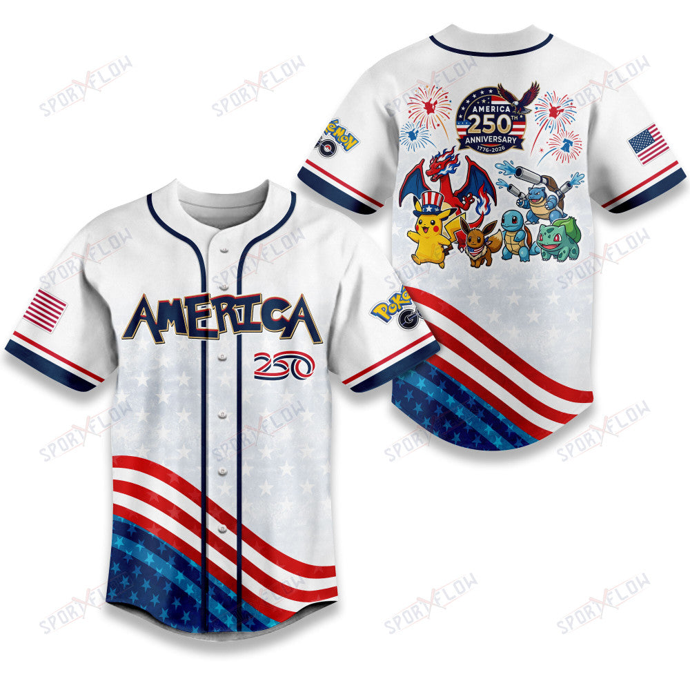 Pokemon America 250Th Anniversary 2026 Celebration Baseball Jersey