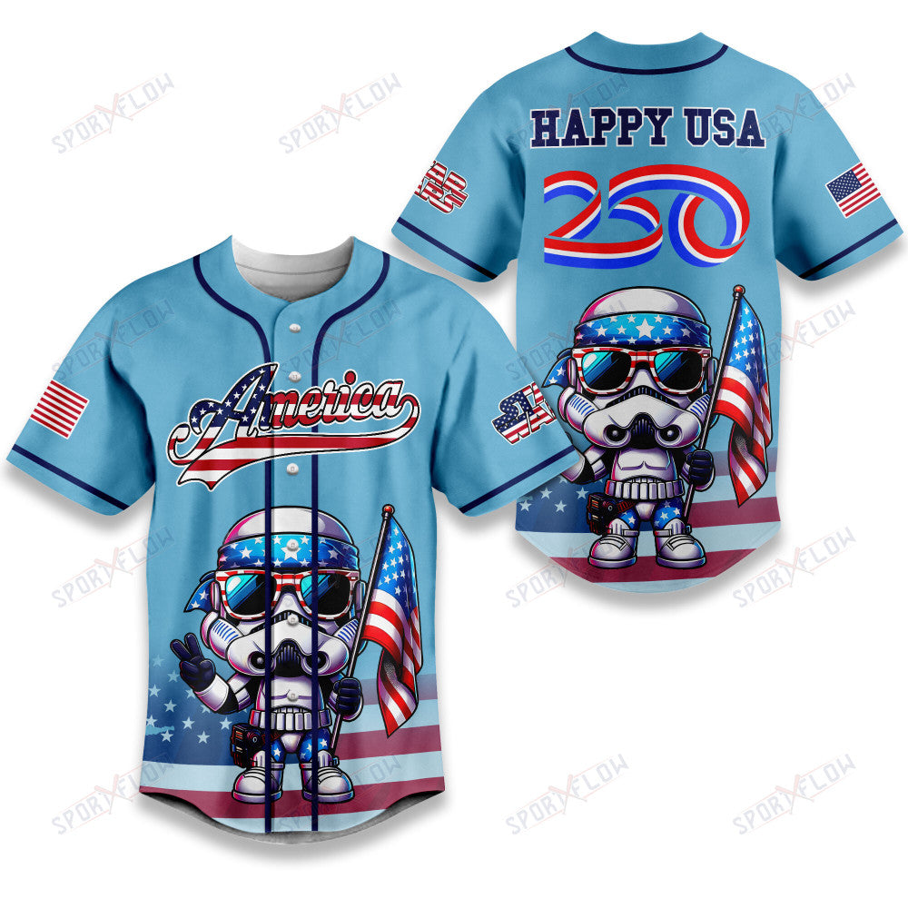 Star Wars Stormtrooper Happy Usa 250Th Anniversary Baseball Jersey