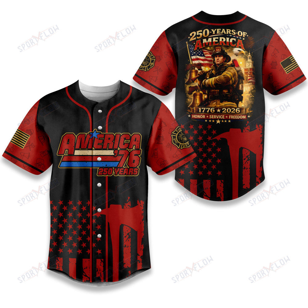 Firefighte Happy Usa 250Th Anniversary Baseball Jersey
