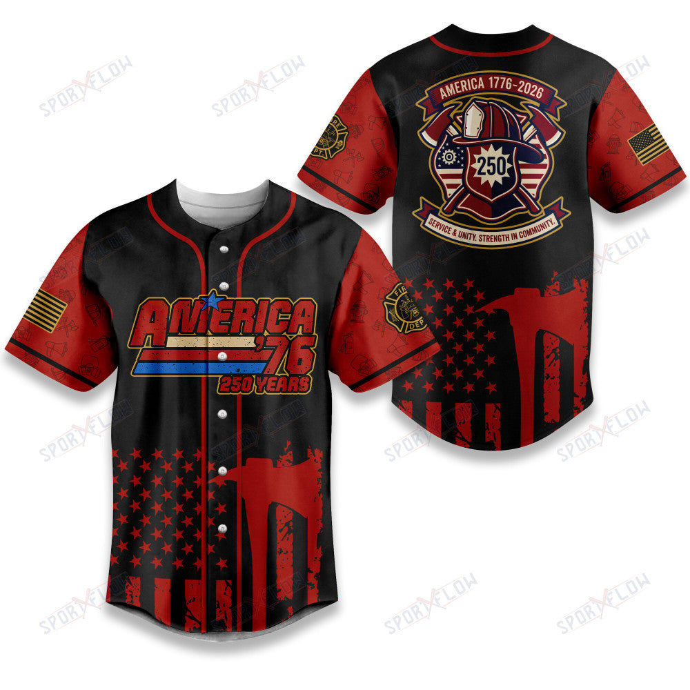 Firefighte Happy Usa 250Th Anniversary Baseball Jersey - V2