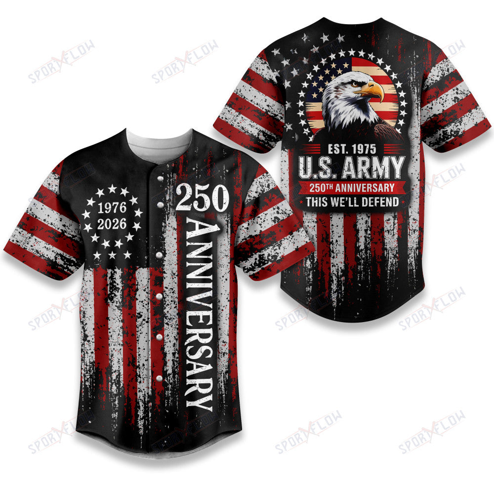 United States Army 250Th Anniversary Baseball Jersey