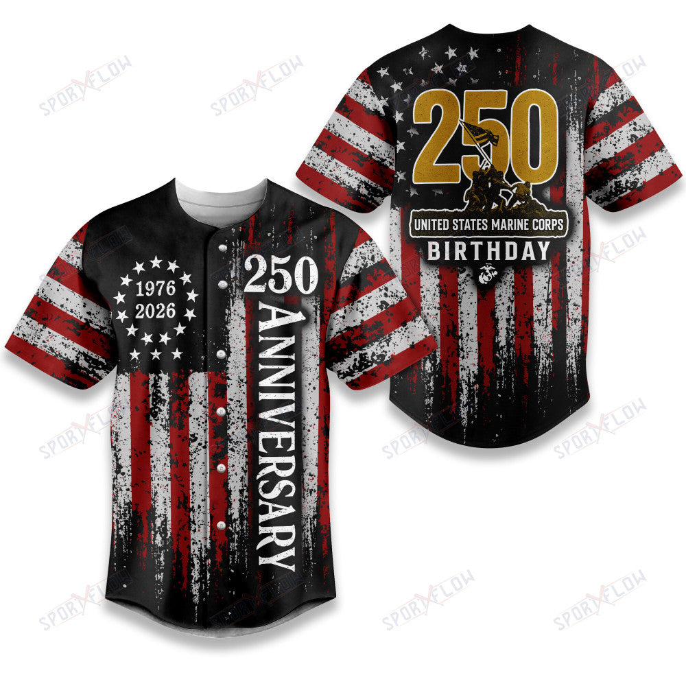 United States Marine Corps 250Th Anniversary Baseball Jersey