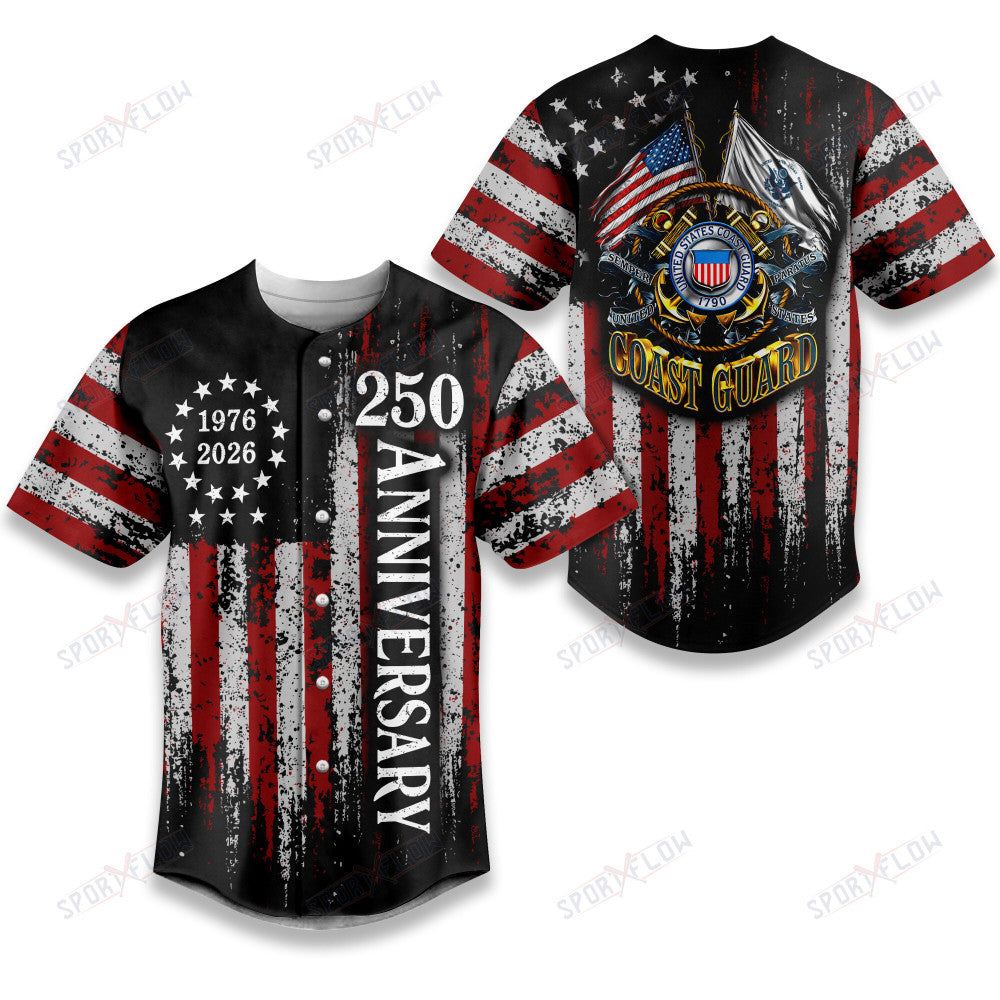 United States Coast Guard 250Th Anniversary Baseball Jersey