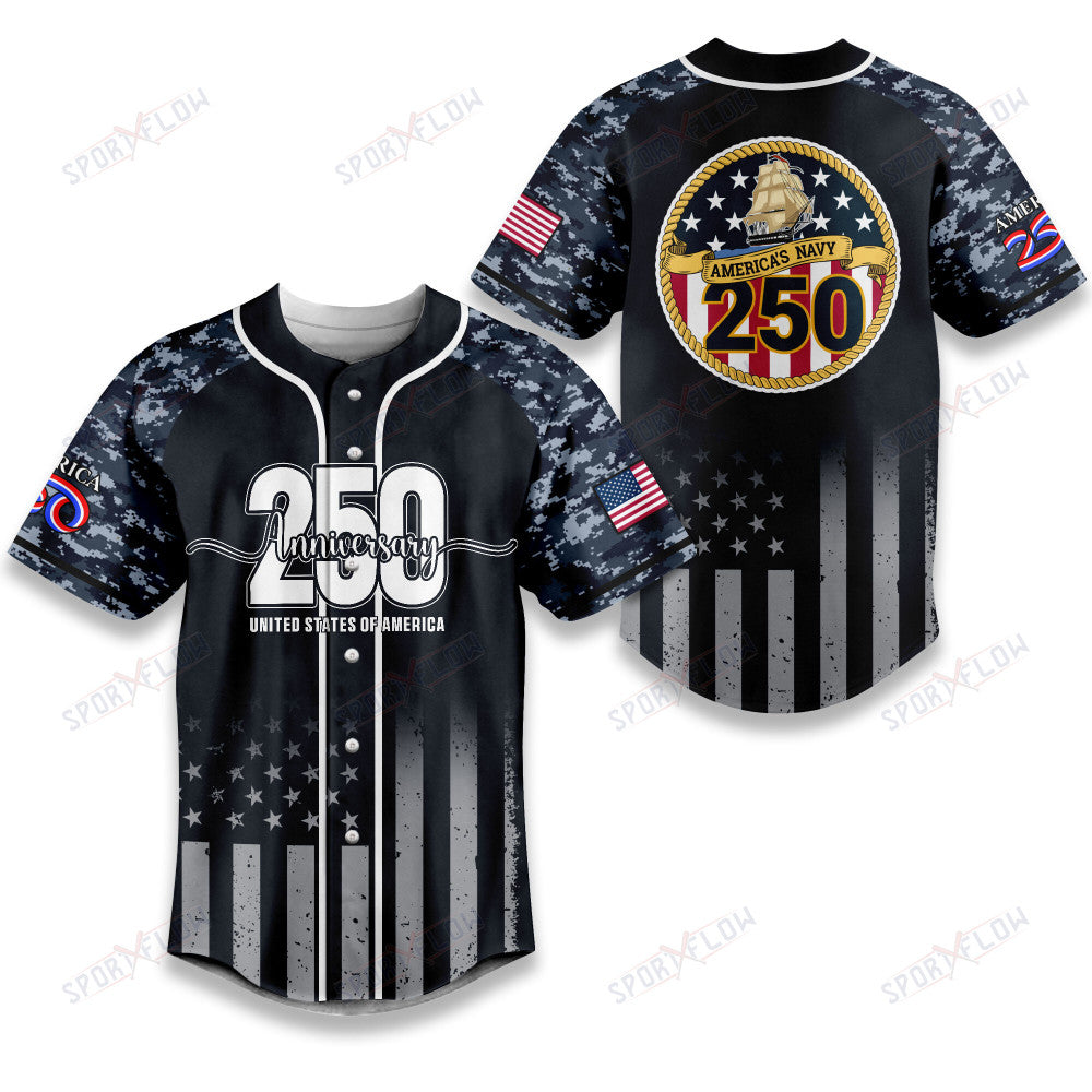 United States Navy 250Th Anniversary Camo Baseball Jersey