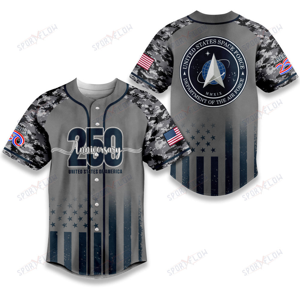 United States Space Force 250Th Anniversary Camo Baseball Jersey