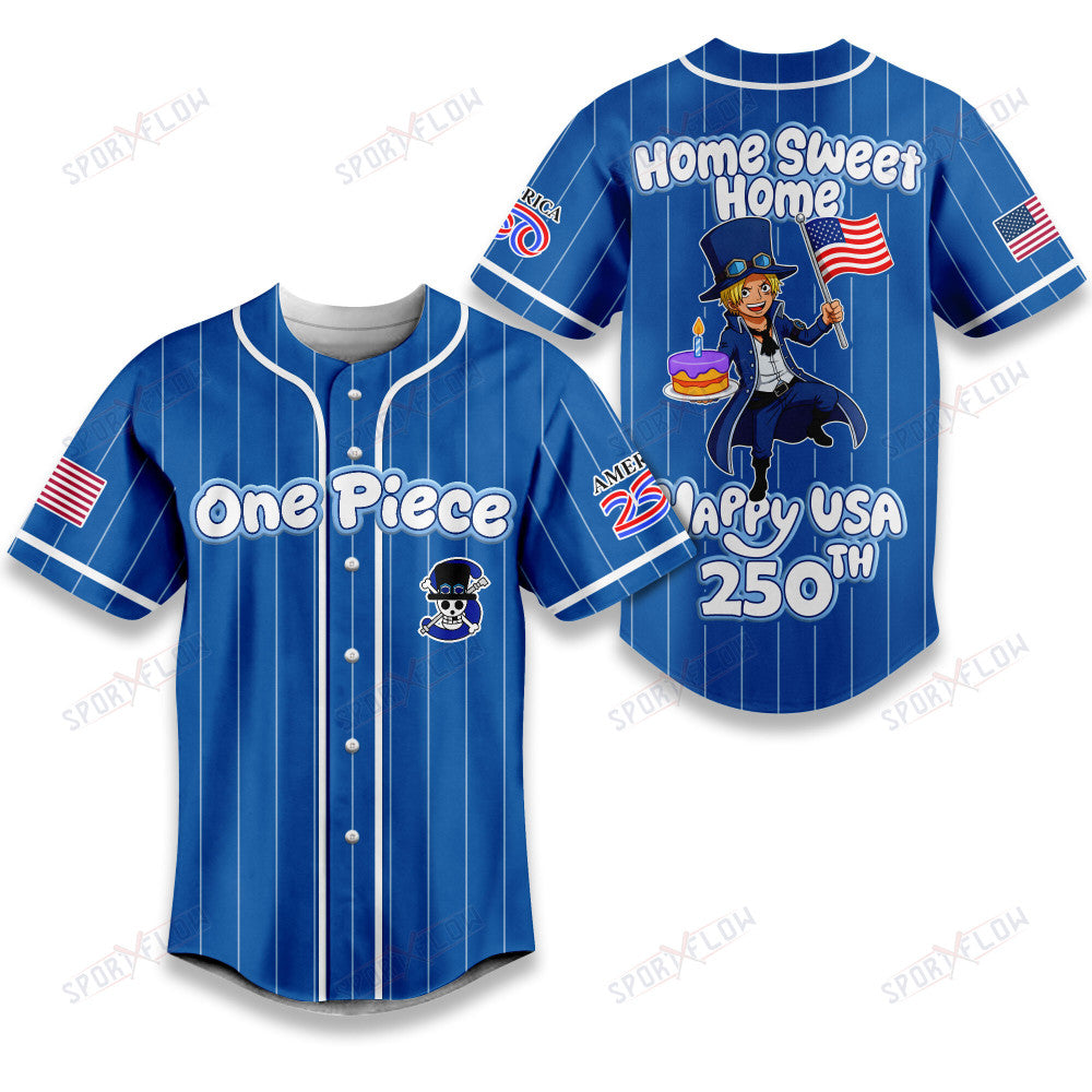 One Piece Sabo Home Sweet Home Happy Usa 250Th Baseball Jersey