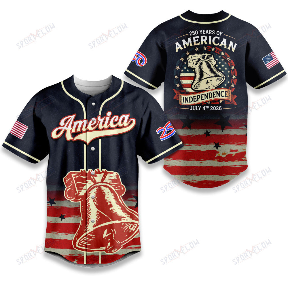 America 250 Years Anniversary Liberty Bell Baseball Jersey
