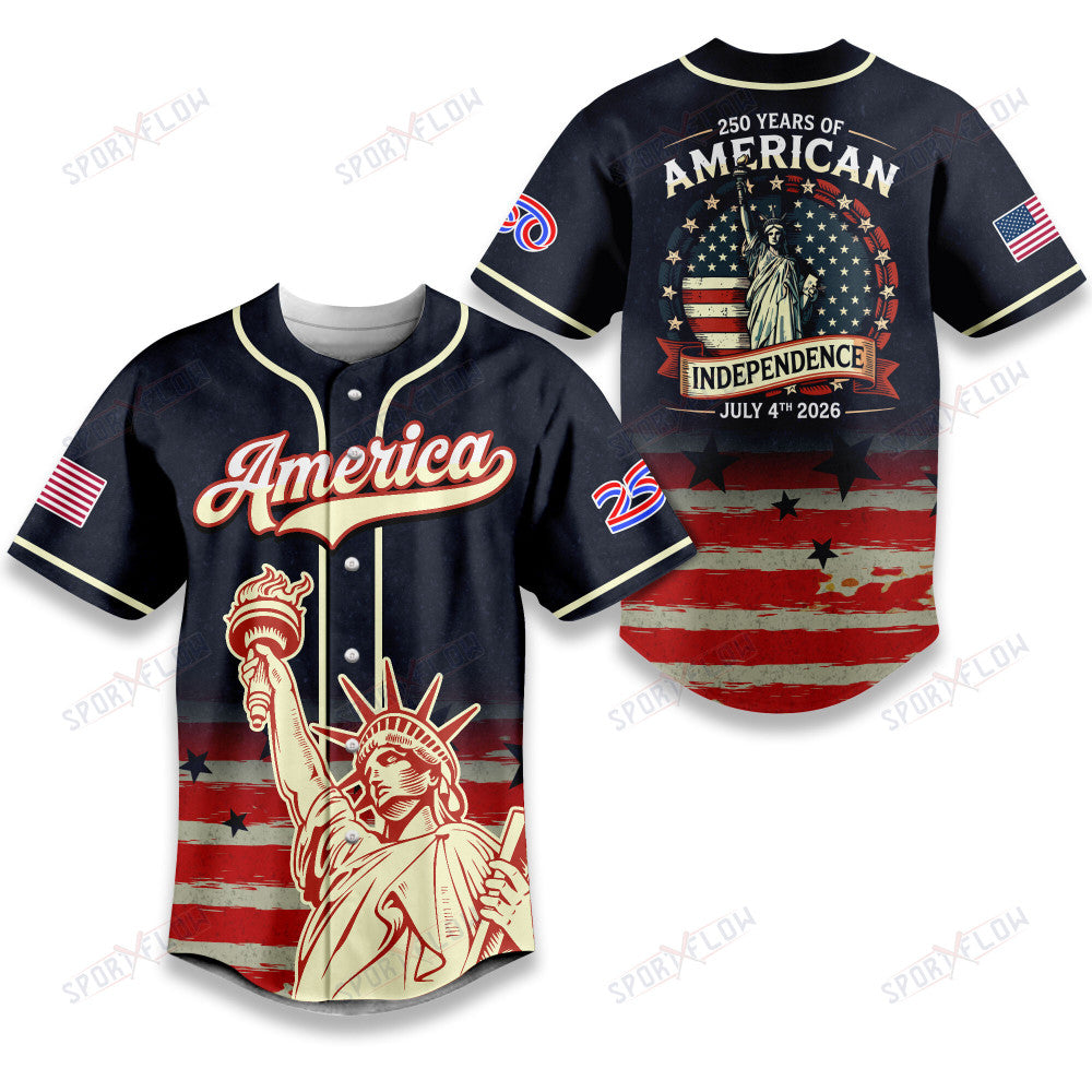 America 250 Years Anniversary Statue Of Liberty Baseball Jersey