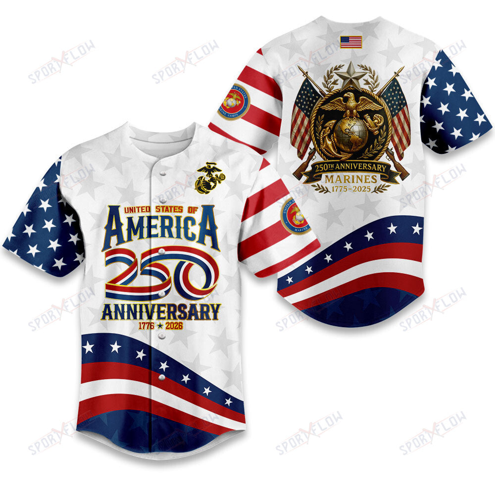 250Th Anniversary Usmc Patriot Iconic Baseball Jersey