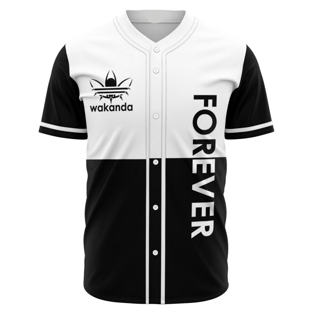 Black &amp; White 'Forever' Baseball Jersey - Wakanda Style , Unisex Sport Shirt