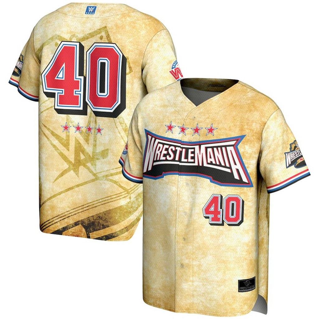 Wrestlemania 40 Prosphere Tan Baseball Jersey