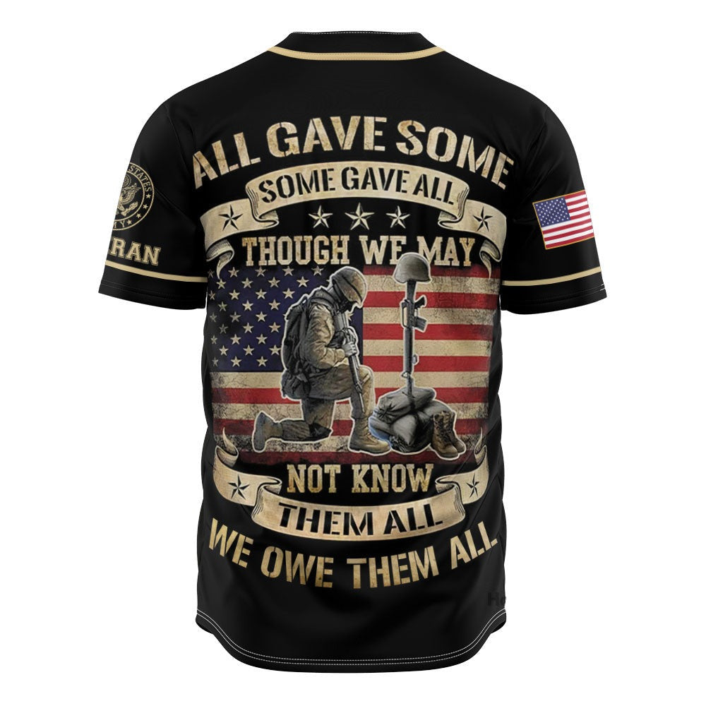 Patriotic Us Army Veteran Baseball Jersey - Honor &amp; Pride Apparel