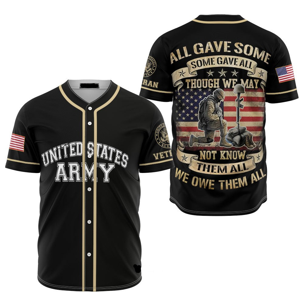 Patriotic Us Army Veteran Baseball Jersey - Honor &amp; Pride Apparel