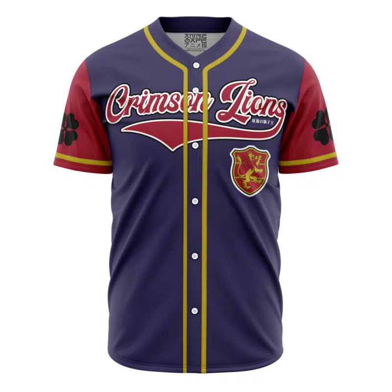 Crimson Lions Black Clover Baseball Jersey