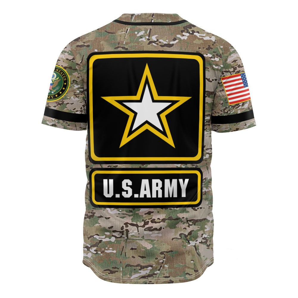 U.S. Army Veteran Camo Baseball Jersey - Patriotic Military Tribute Apparel