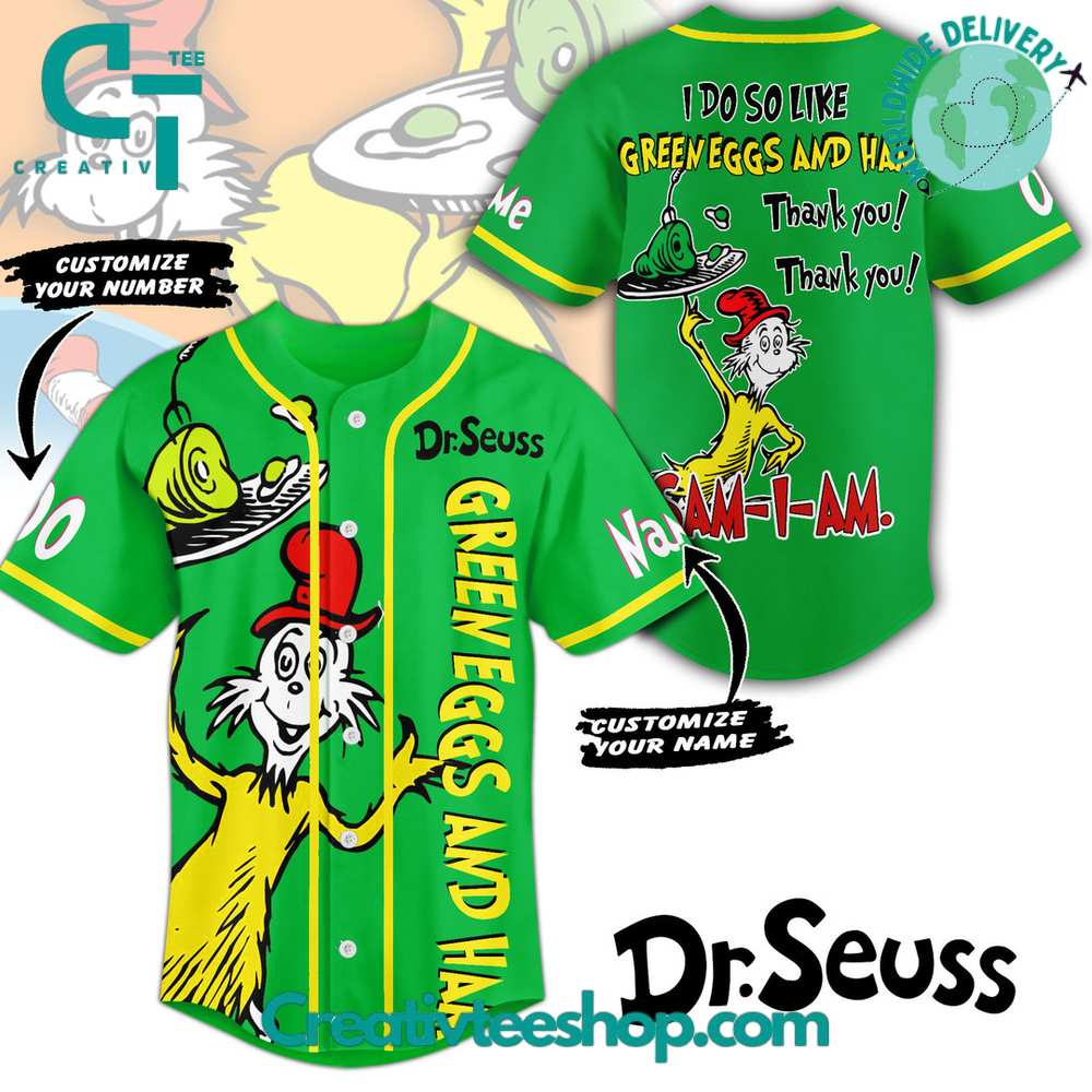 Dr.Seuss Green Eggs And Ham Baseball Jersey