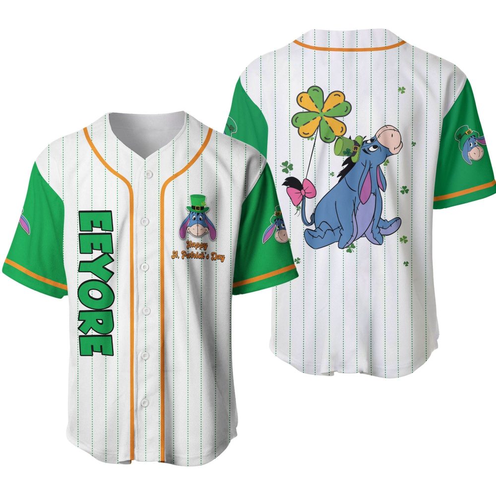 Celebrate St. Patrick'S With Eeyore Baseball Jersey – Fun &amp; Unique Design!