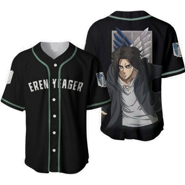 Anime Character Baseball Jersey - Stylish Eren Design For Fans , Unisex Casual Wear