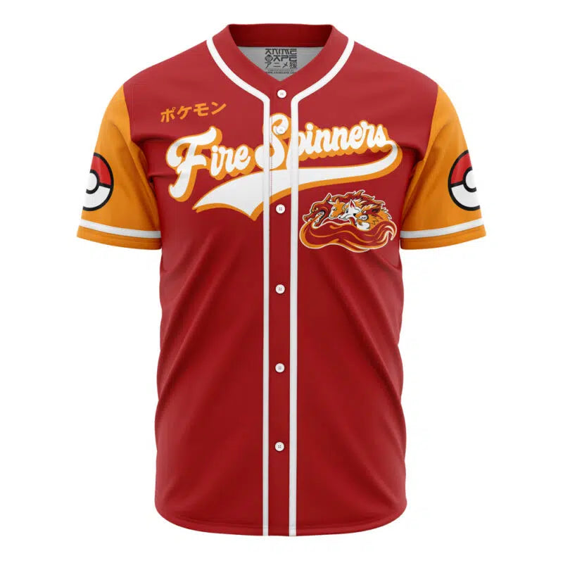 Fire Spinners Fire Type Pokemon Baseball Jersey