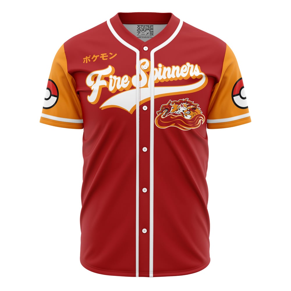 Fire Spinners Fire Type Pokemon Baseball Jersey