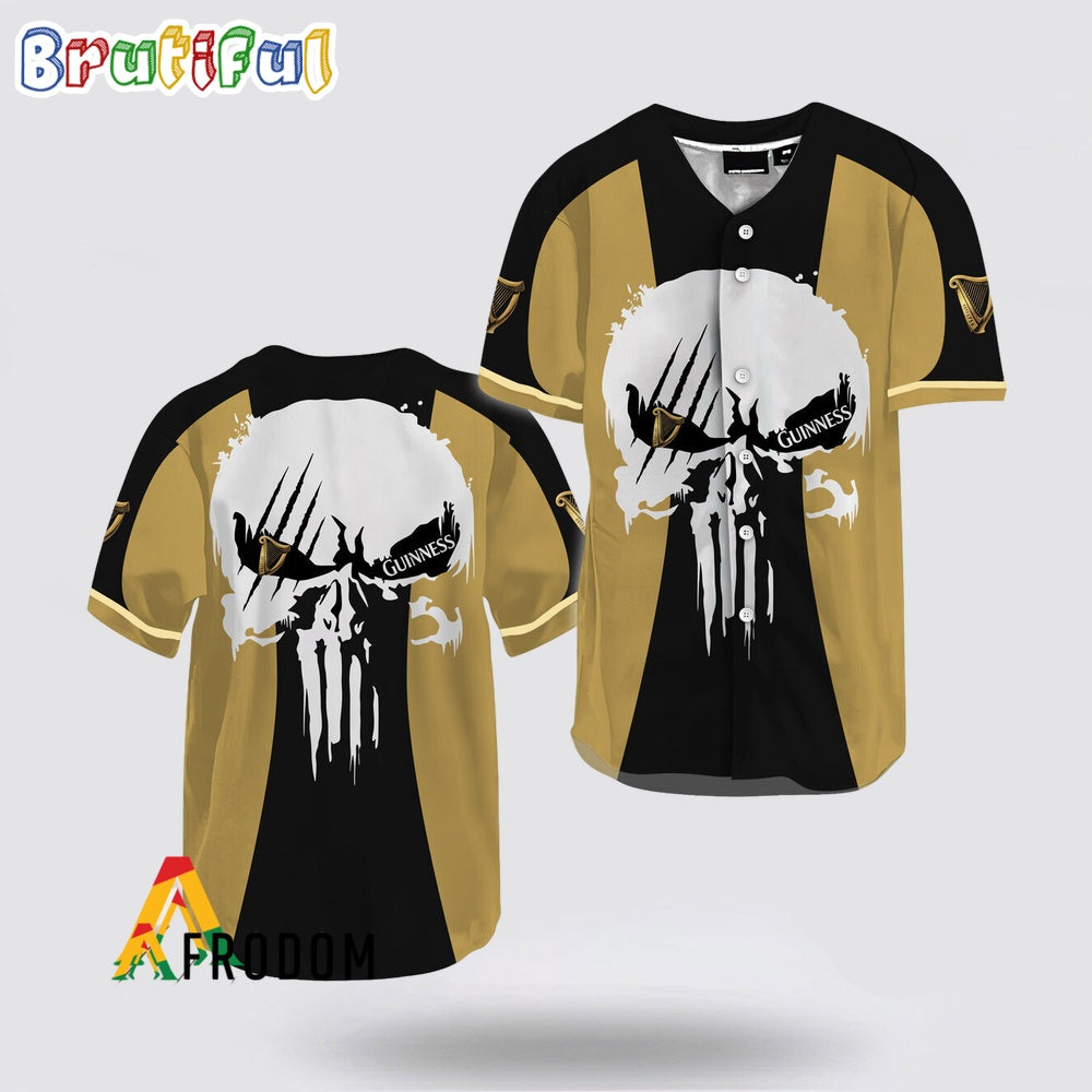 Ghost Head White Skull Guinness Beer Baseball Jersey
