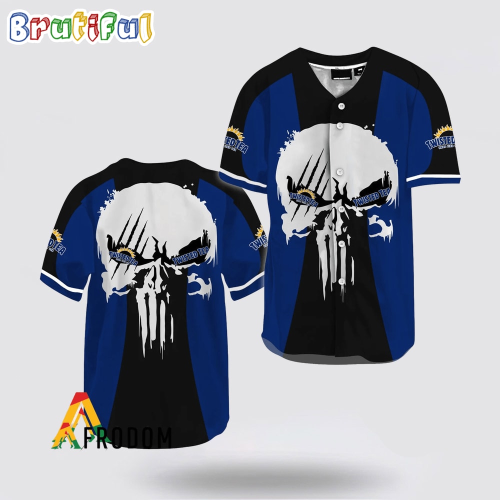 Ghost Head White Skull Twisted Tea Baseball Jersey