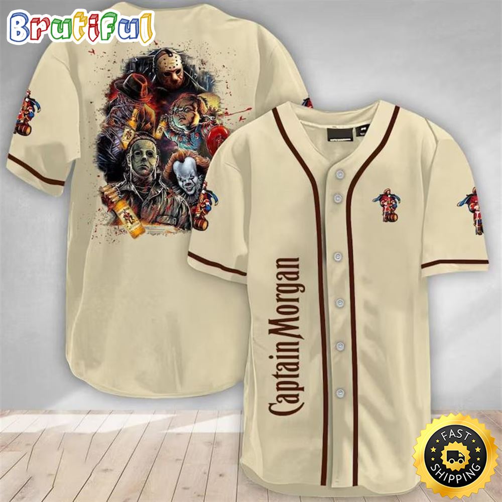 Horror Characters Captain Morgan Baseball Jersey Beer Lovers