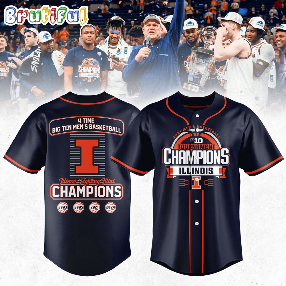 Illinois Fighting Illini 2024 Big Ten Men'S Basketball Conference Tournament Champions Jersey Shirt