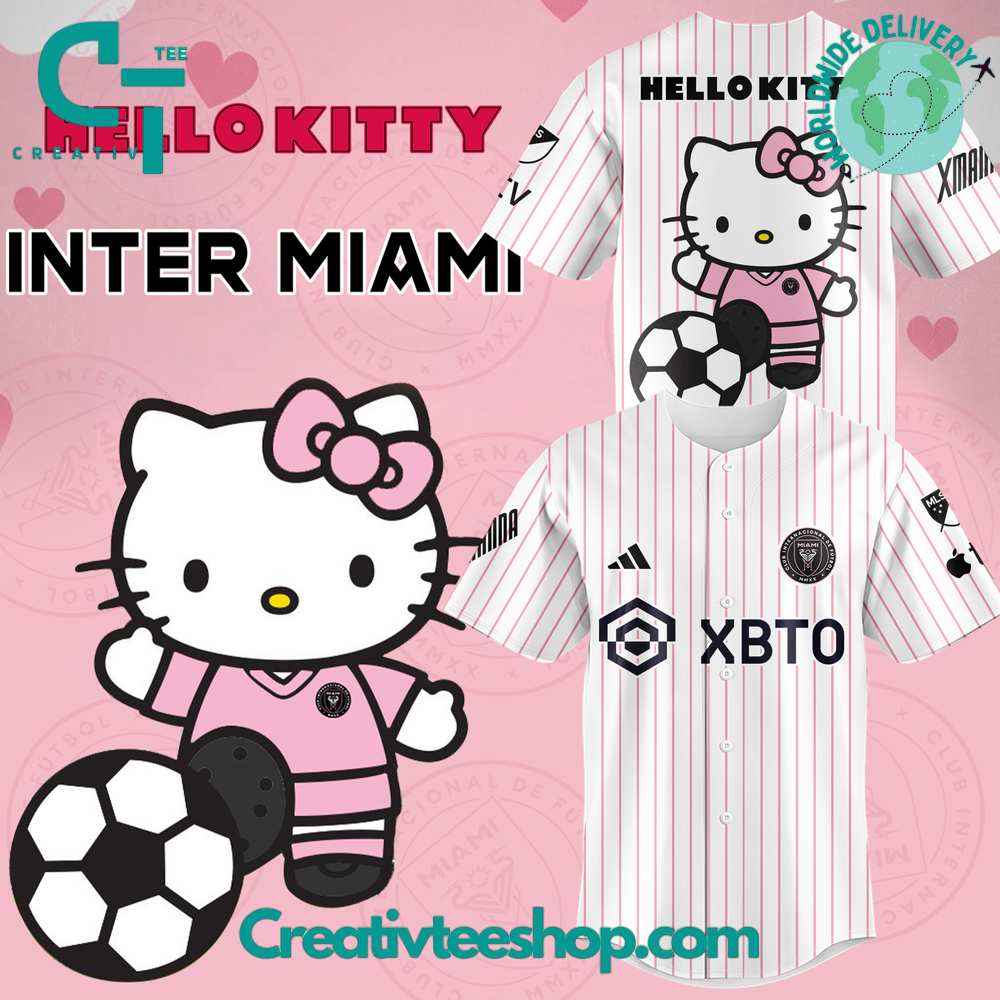 Inter Miami X Hello Kitty Stripes Baseball Jersey