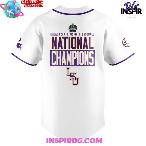 Lsu Tigers 2025 National Champions White Edition Baseball Jersey