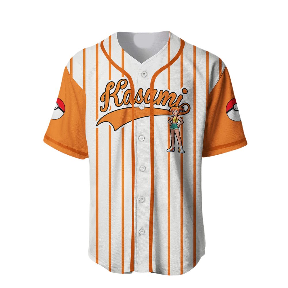 Anime Baseball Jersey – Stylish Orange Striped Tee With Graphic Print For Fans