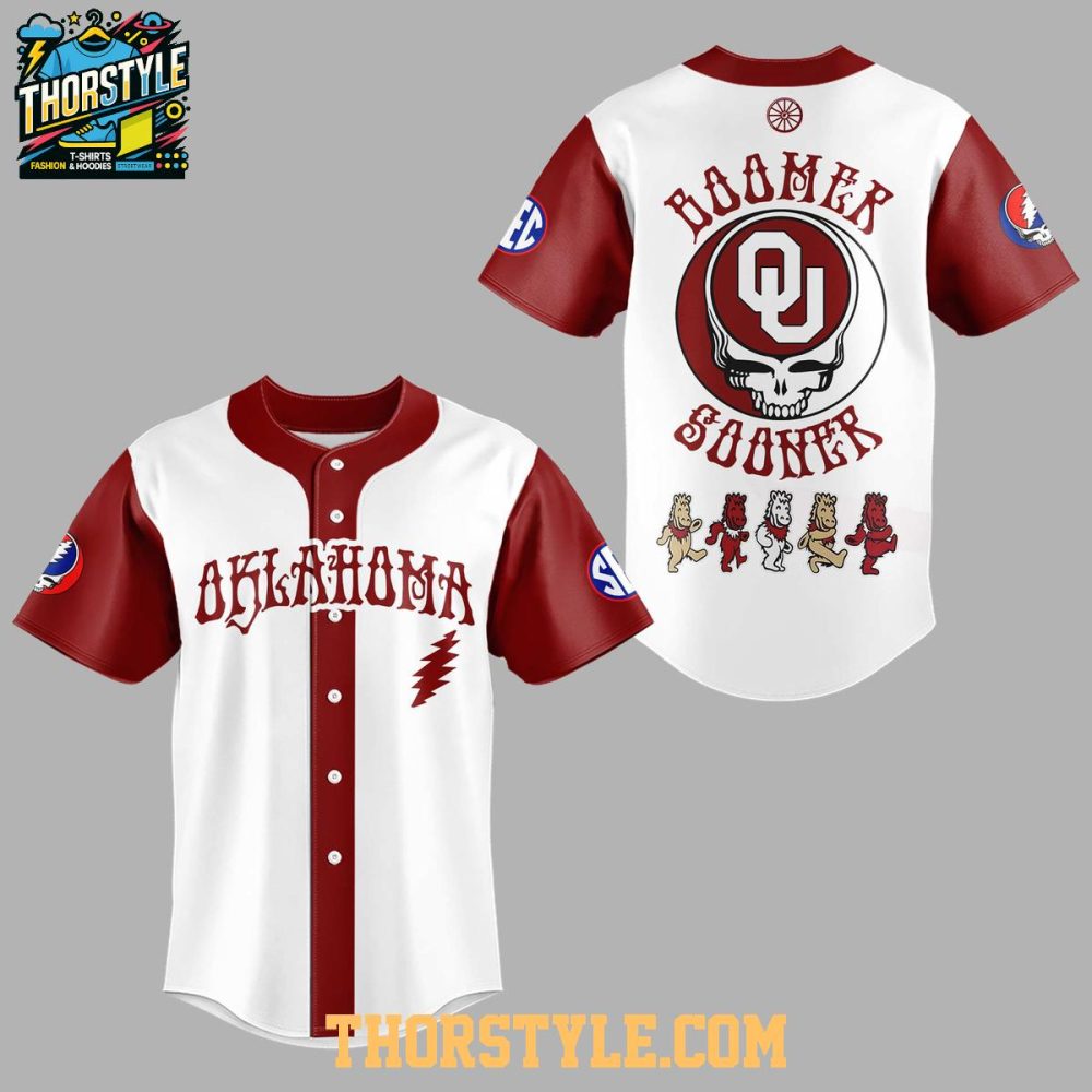 Oklahoma Sooners Grateful Dead 2026 Boomer Sooner Baseball Jersey