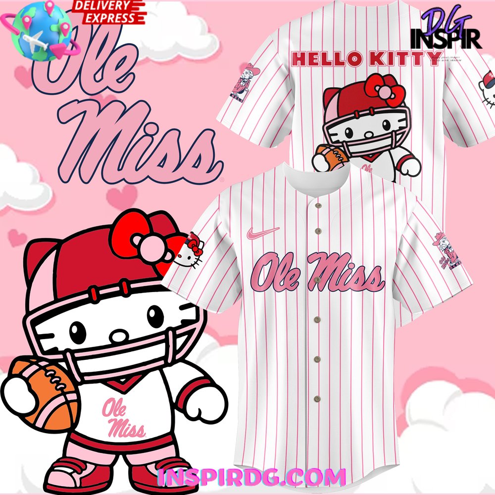 Ole Miss Rebels X Hello Kitty 2024 Stripe Baseball Jersey