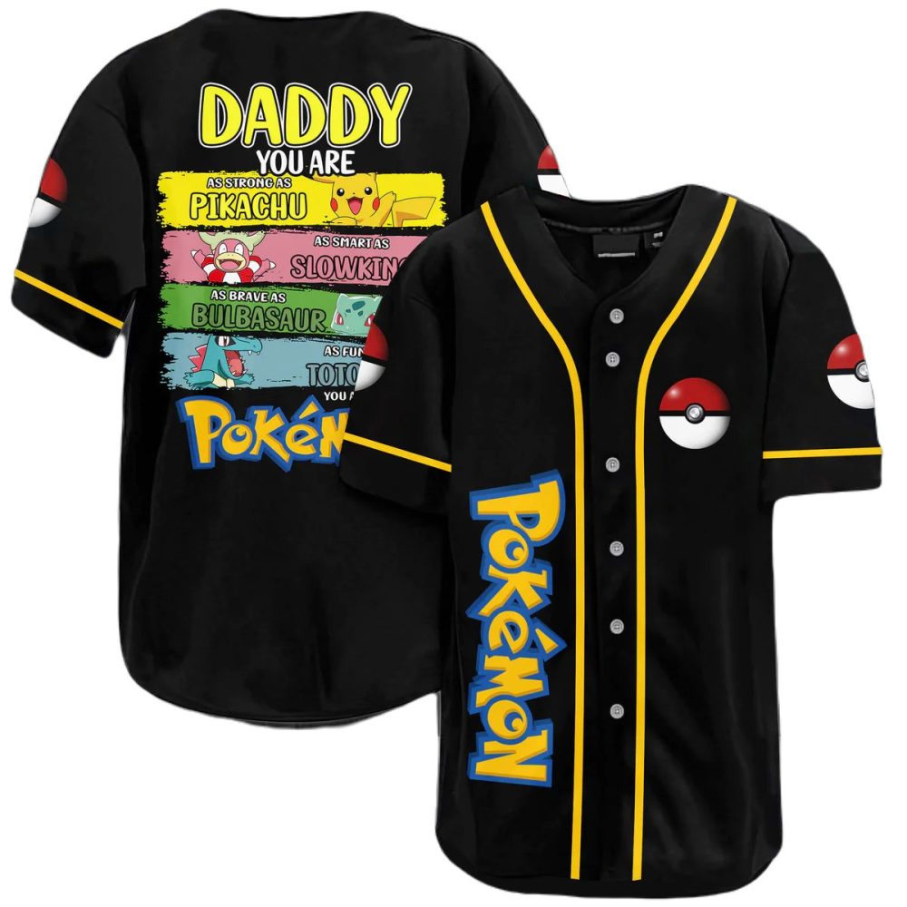 Pokémon Dad Baseball Jersey - Fun Pikachu, Bulbasaur &amp; More Design For Father'S Day