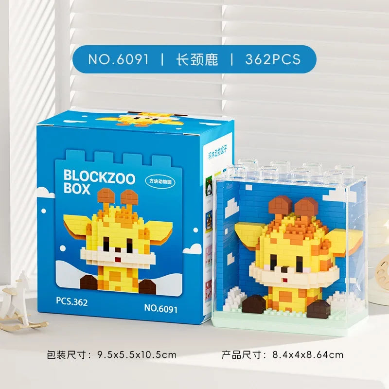 Animal Micro Building Blocks Zoo Red Panda Giraffe Koala Penguin Assembled Elephant Model Mini Brick Figure Toys For Kids Gifts