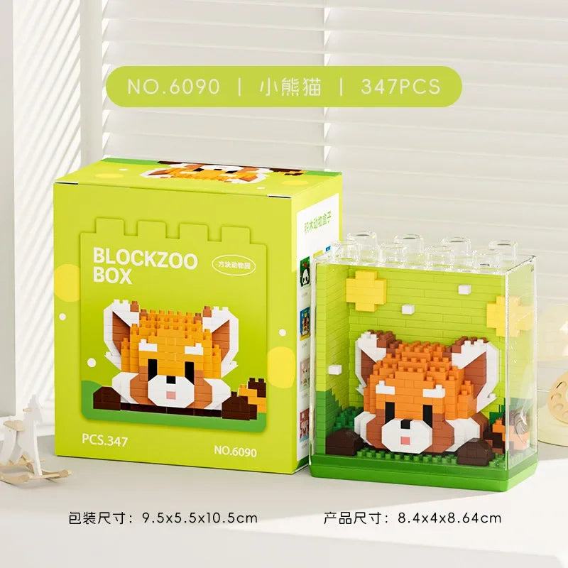 Animal Micro Building Blocks Zoo Red Panda Giraffe Koala Penguin Assembled Elephant Model Mini Brick Figure Toys For Kids Gifts