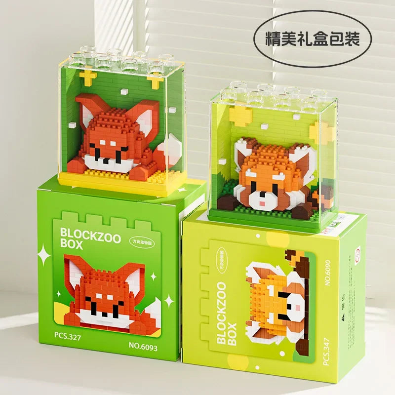 Animal Micro Building Blocks Zoo Red Panda Giraffe Koala Penguin Assembled Elephant Model Mini Brick Figure Toys For Kids Gifts
