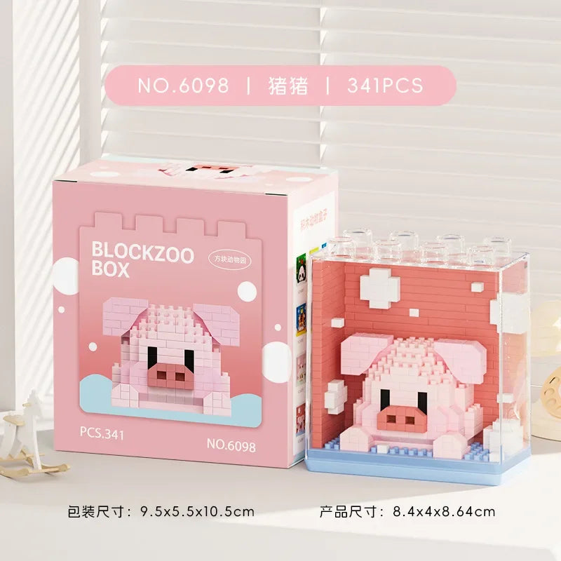 Animal Micro Building Blocks Zoo Red Panda Giraffe Koala Penguin Assembled Elephant Model Mini Brick Figure Toys For Kids Gifts