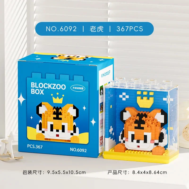 Animal Micro Building Blocks Zoo Red Panda Giraffe Koala Penguin Assembled Elephant Model Mini Brick Figure Toys For Kids Gifts