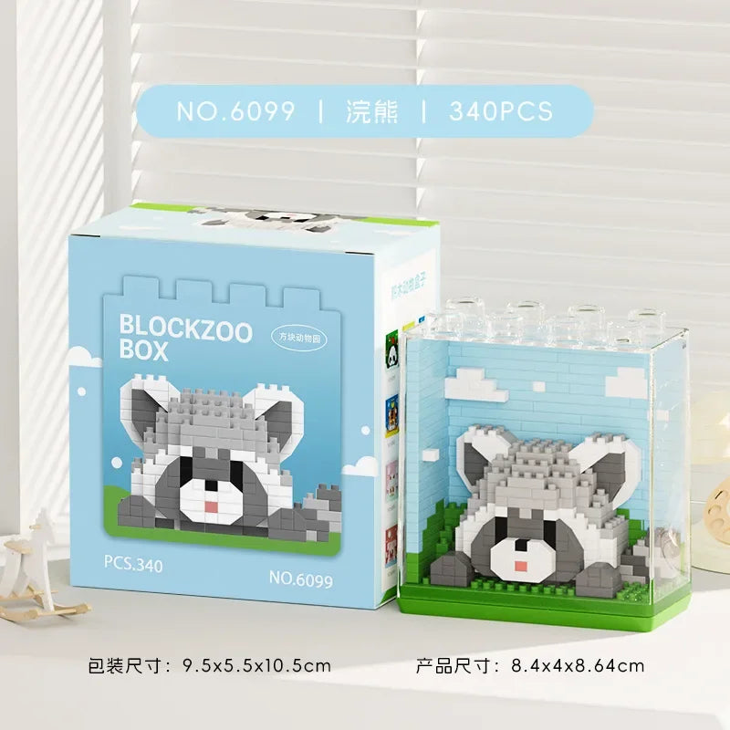 Animal Micro Building Blocks Zoo Red Panda Giraffe Koala Penguin Assembled Elephant Model Mini Brick Figure Toys For Kids Gifts