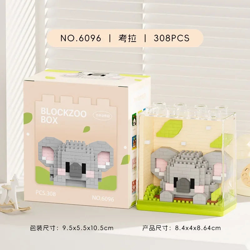 Animal Micro Building Blocks Zoo Red Panda Giraffe Koala Penguin Assembled Elephant Model Mini Brick Figure Toys For Kids Gifts
