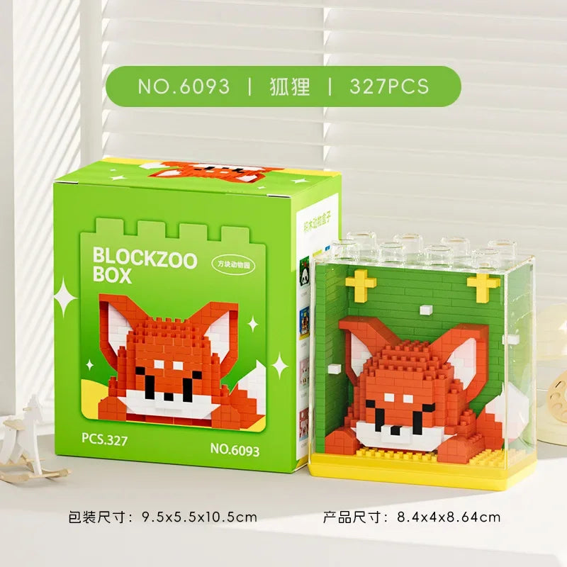 Animal Micro Building Blocks Zoo Red Panda Giraffe Koala Penguin Assembled Elephant Model Mini Brick Figure Toys For Kids Gifts