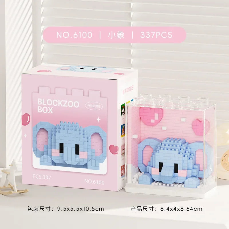 Animal Micro Building Blocks Zoo Red Panda Giraffe Koala Penguin Assembled Elephant Model Mini Brick Figure Toys For Kids Gifts