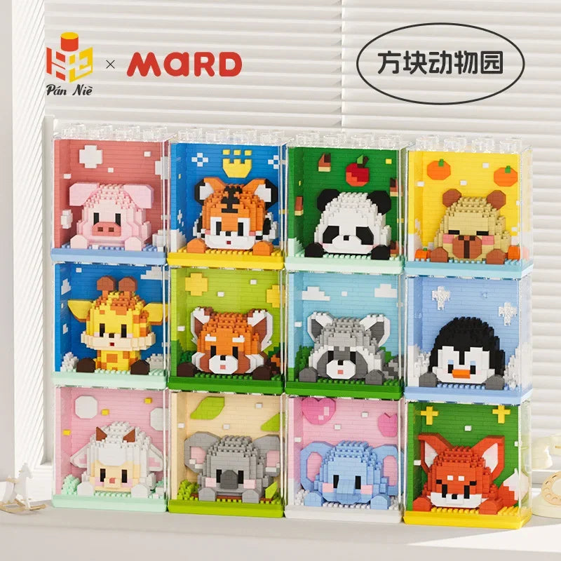 Animal Micro Building Blocks Zoo Red Panda Giraffe Koala Penguin Assembled Elephant Model Mini Brick Figure Toys For Kids Gifts